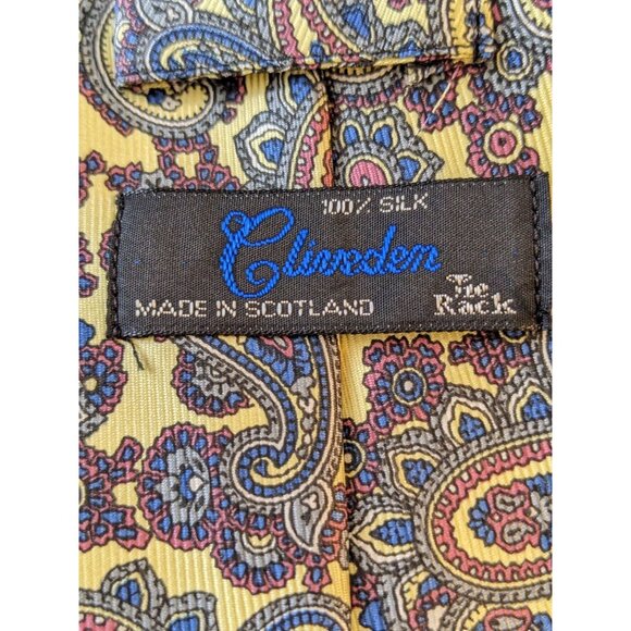 Vintage Cliveden Mens Neck Tie 100% Silk Blue Paisley Made In Scotland - Picture 3 of 3